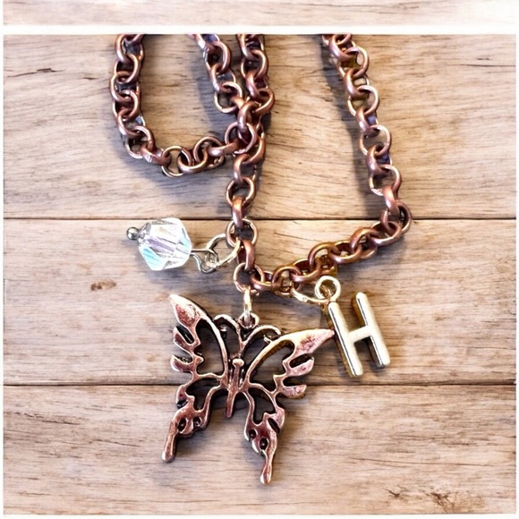 Harry Styles inspired butterfly Initial H and crystal necklace - Picture 10 of 15